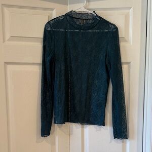 Anthropologie Teal Lace Blouse